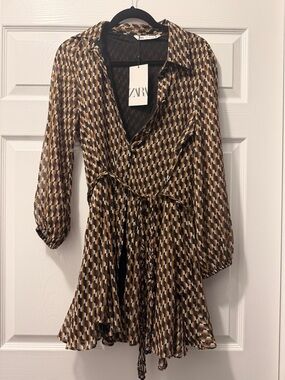 ZARA Button Down Dress with tie waist